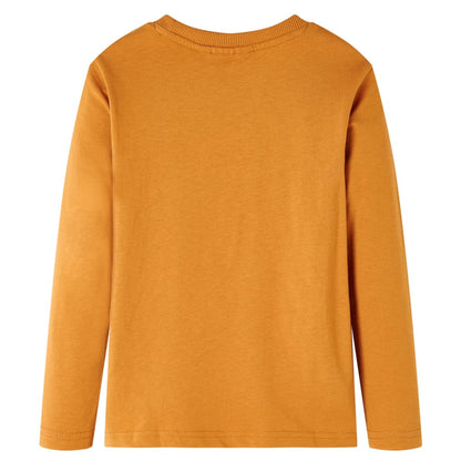 Kindershirt met lange mouwen 104 donkerokerkleurig Oker