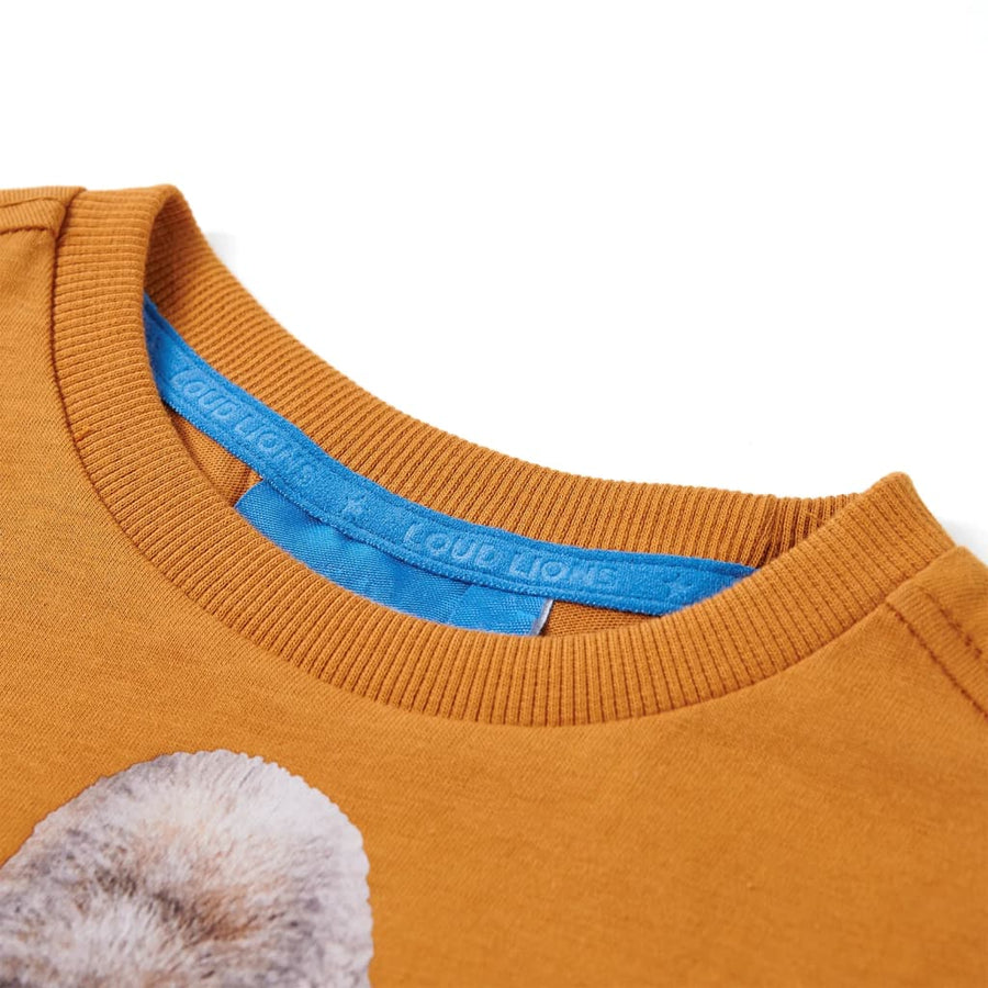 Kindershirt met lange mouwen 104 donkerokerkleurig Oker