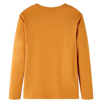 Kindershirt met lange mouwen 116 donkerokerkleurig Oker