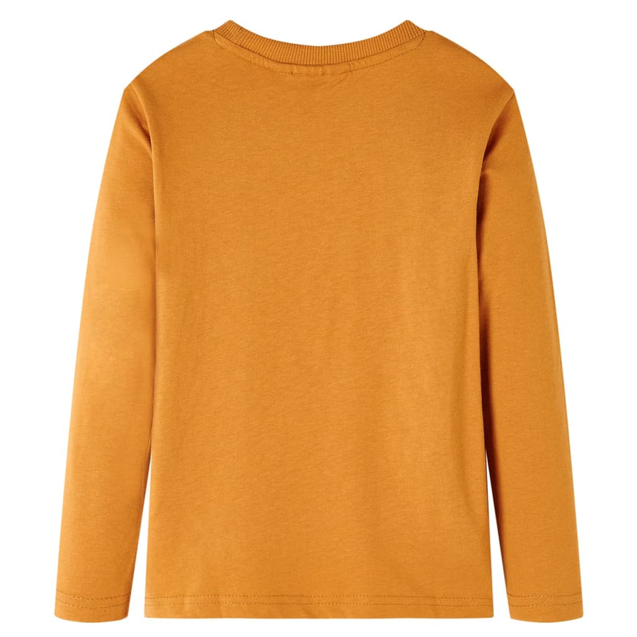 Kindershirt met lange mouwen 116 donkerokerkleurig Oker