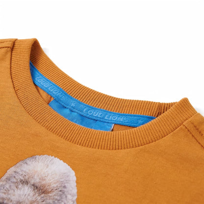 Kindershirt met lange mouwen 116 donkerokerkleurig Oker