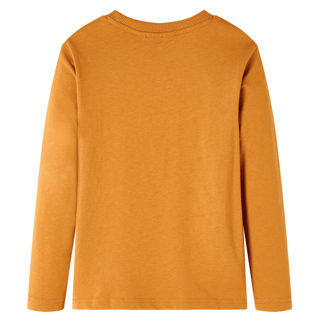 Kindershirt met lange mouwen 128 donkerokerkleurig Oker