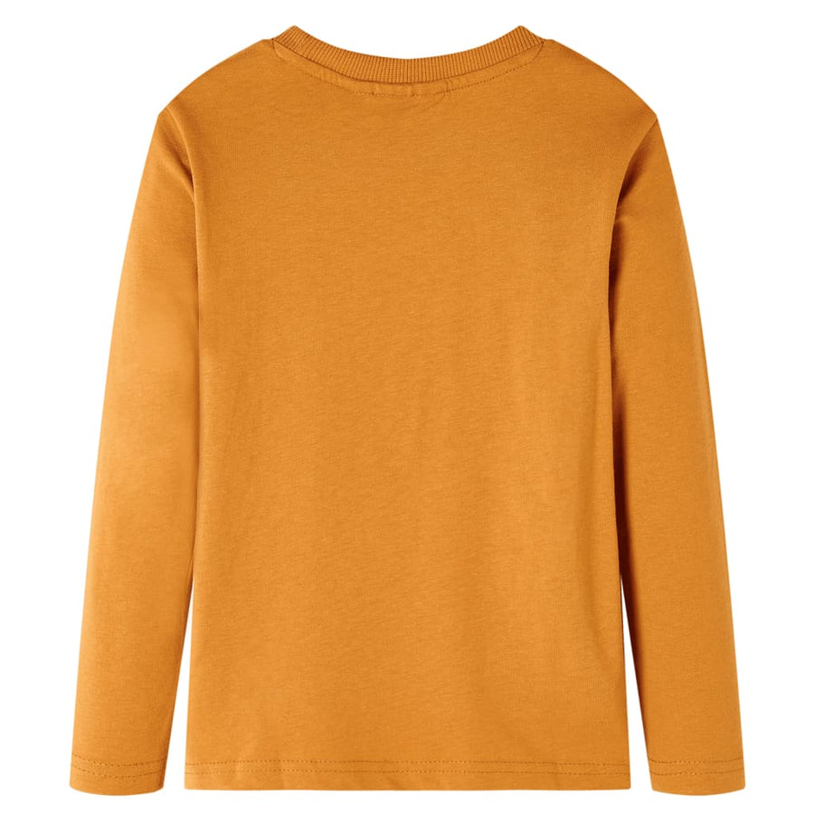 Kindershirt met lange mouwen 128 donkerokerkleurig Oker