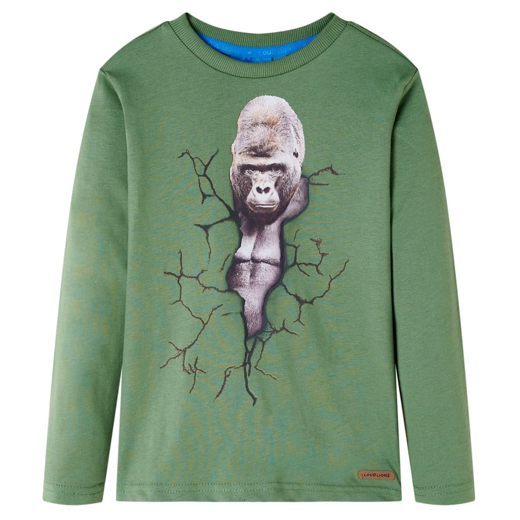 Kindershirt met lange mouwen 116 lichtkakikleurig Kaki