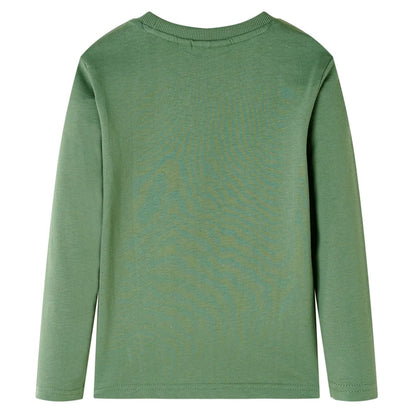 Kindershirt met lange mouwen 128 lichtkakikleurig Kaki