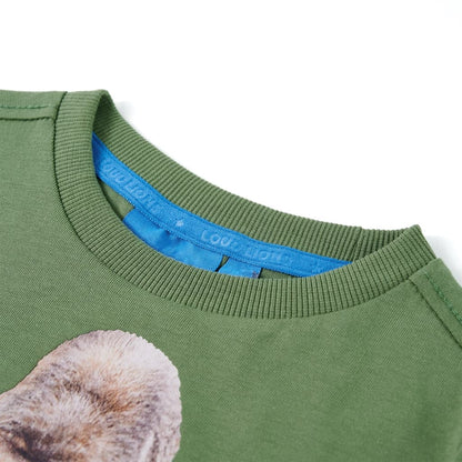 Kindershirt met lange mouwen 128 lichtkakikleurig Kaki
