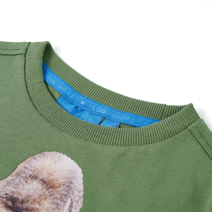Kindershirt met lange mouwen 128 lichtkakikleurig Kaki