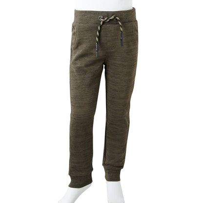 Kinderjoggingbroek 104 gemêleerd donker kaki Kaki 104