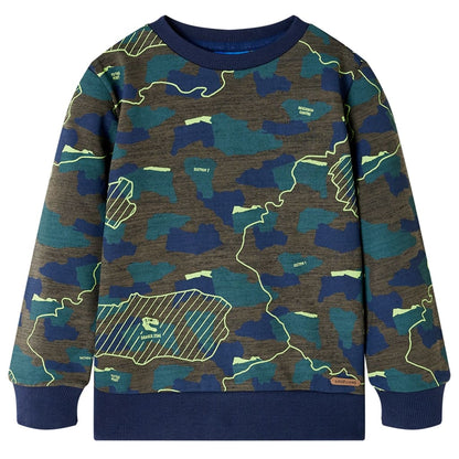 Kindershirt 128 gemêleerd donkerkakikleurig