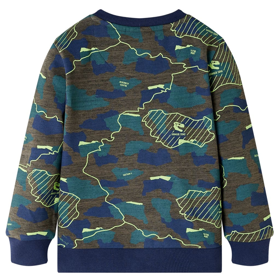 Kindershirt 128 gemêleerd donkerkakikleurig