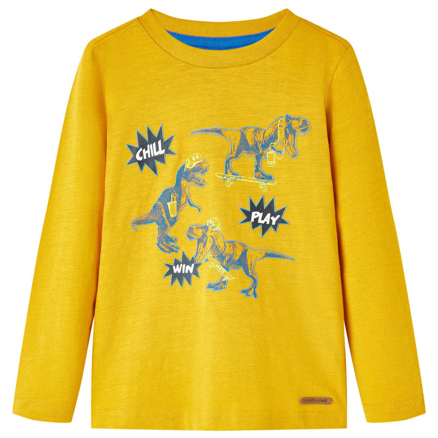 Kindershirt met lange mouwen 128 okerkleurig Oker 128