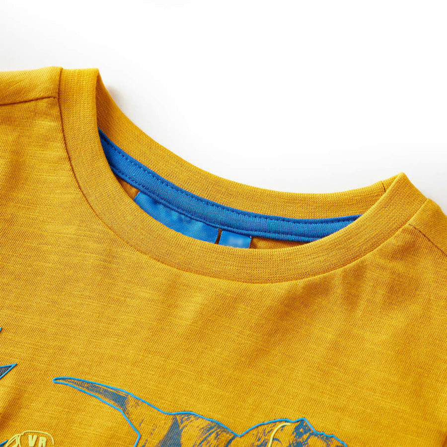 Kindershirt met lange mouwen 128 okerkleurig Oker 128