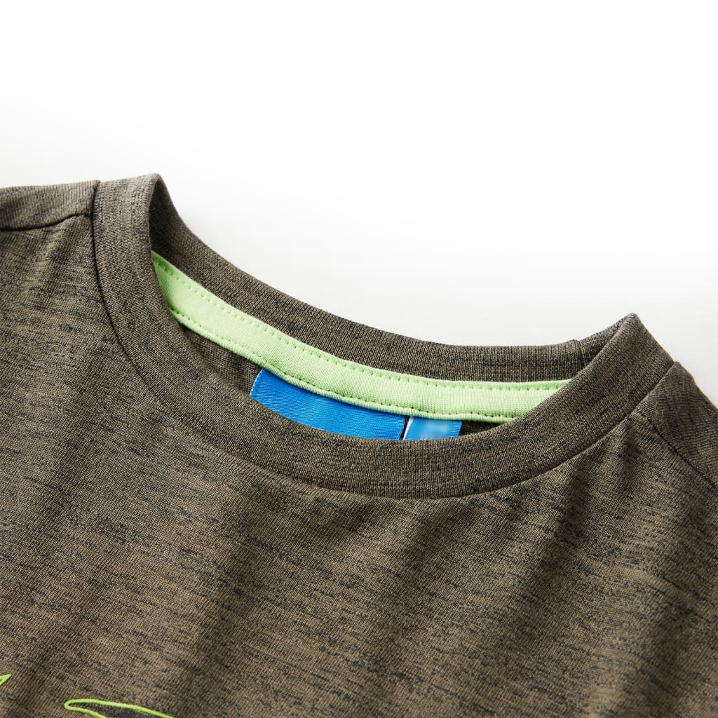 Kindershirt met lange mouwen 92 gemêleerd kakikleurig Kaki