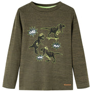 Kindershirt lange mouwen 104 gemêleerd kaki