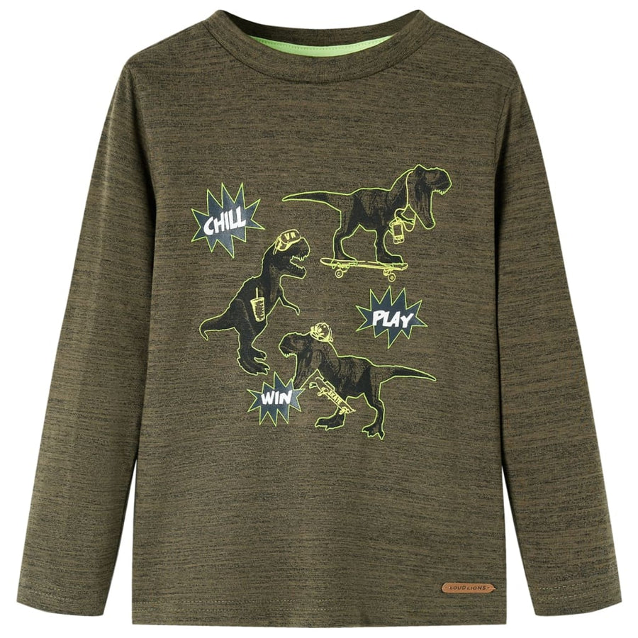 Kindershirt met lange mouwen 116 gemêleerd kakikleurig Kaki 116
