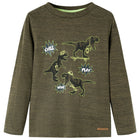 Kindershirt lange mouwen 128 kaki