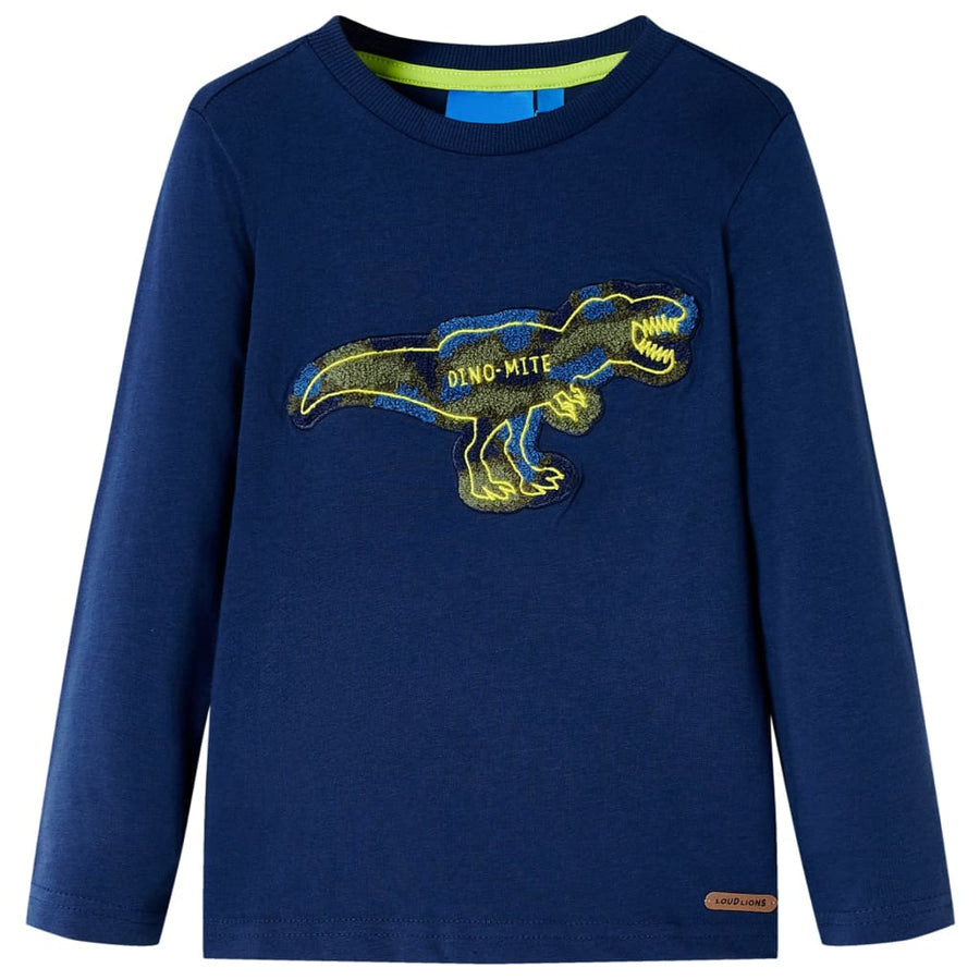 Kindershirt met lange mouwen 128 marineblauw Marineblauw
