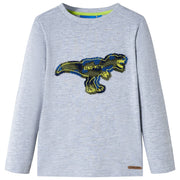 Kindershirt lange mouwen 128 gemêleerd grijs