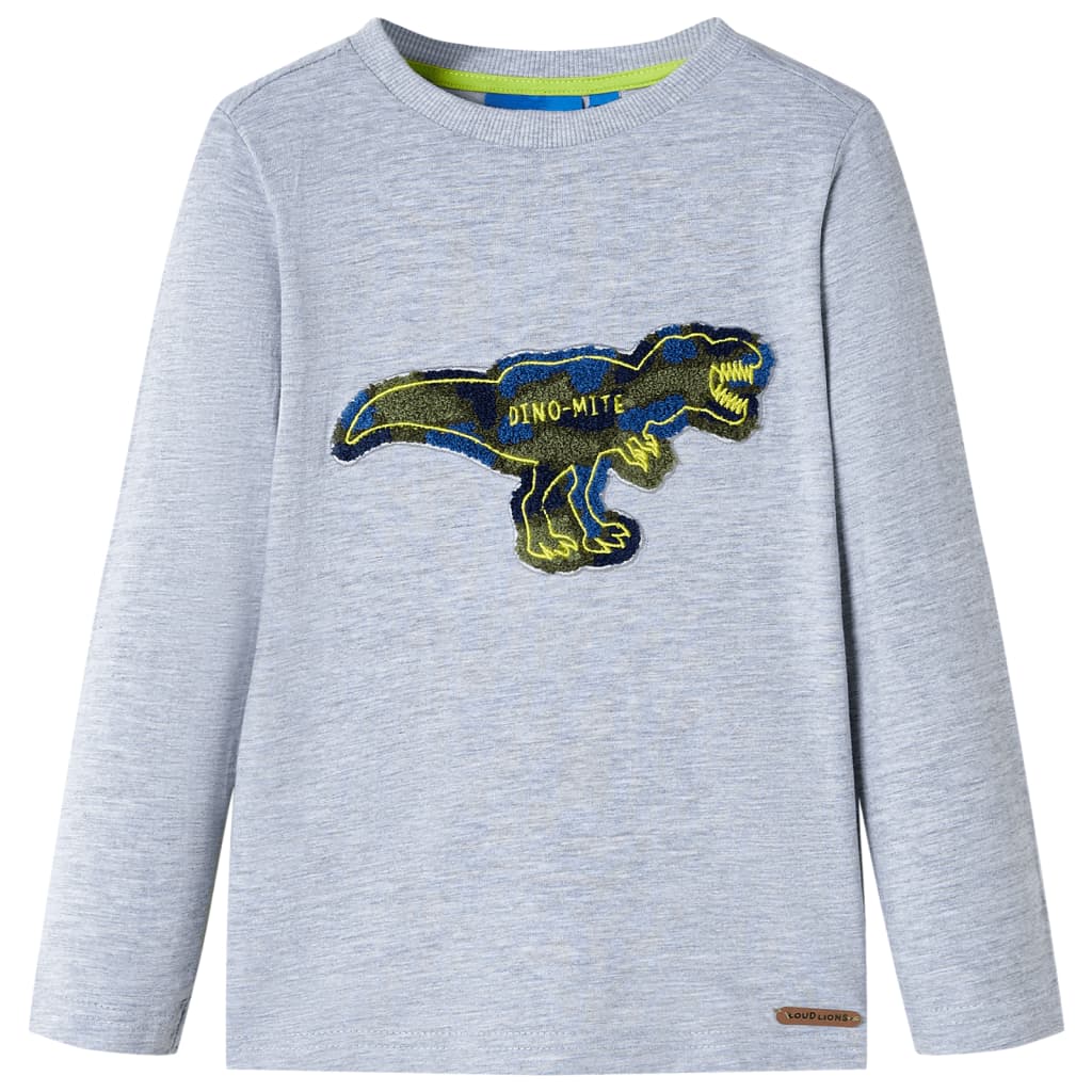 Kindershirt met lange mouwen 128 gemêleerd grijs Grijs