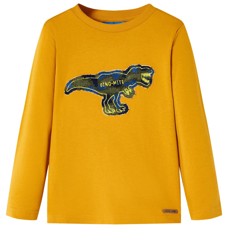 Kindershirt met lange mouwen 104 okerkleurig Oker 104
