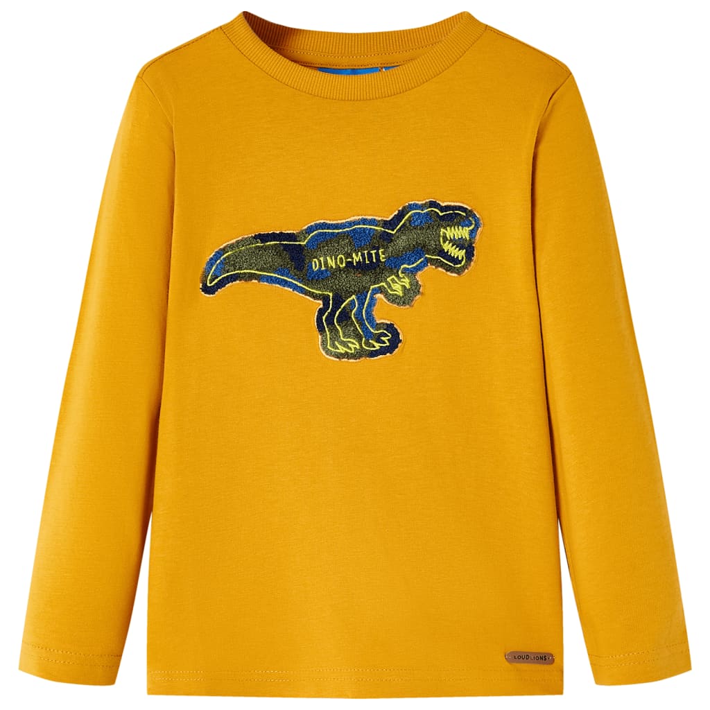 Kindershirt met lange mouwen 128 okerkleurig Oker 128