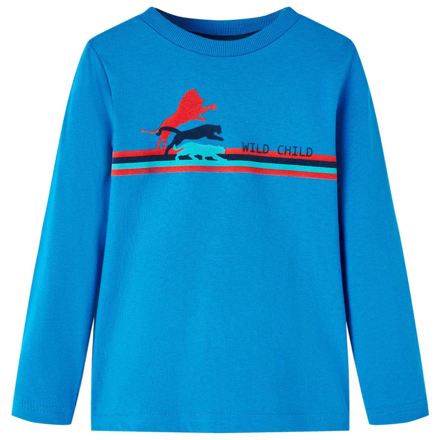 Kindershirt met lange mouwen 104 kobaltblauw Blauw 104