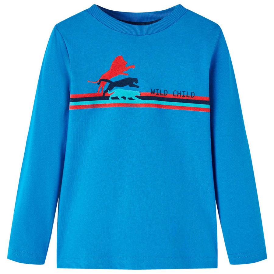 Kindershirt met lange mouwen 116 kobaltblauw Blauw 116