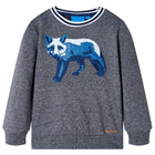Kindertrui 92 gemêleerd marineblauw vosprint