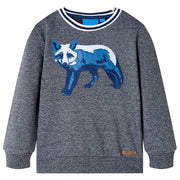 Kindertrui 128 gemêleerd marineblauw vosprint