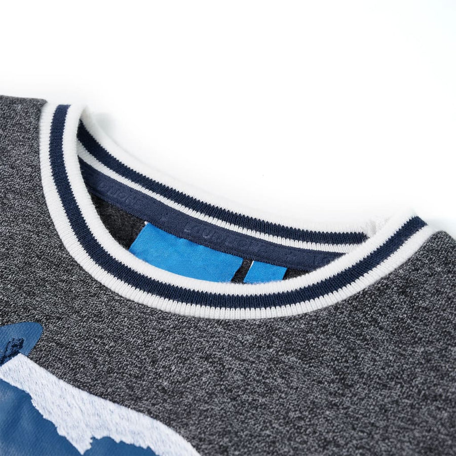 Kindertrui 128 gemêleerd marineblauw Melange 128