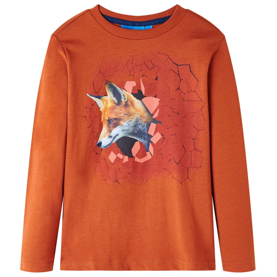 Kindershirt met lange mouwen 92 lichtroestkleurig Roestbruin 92