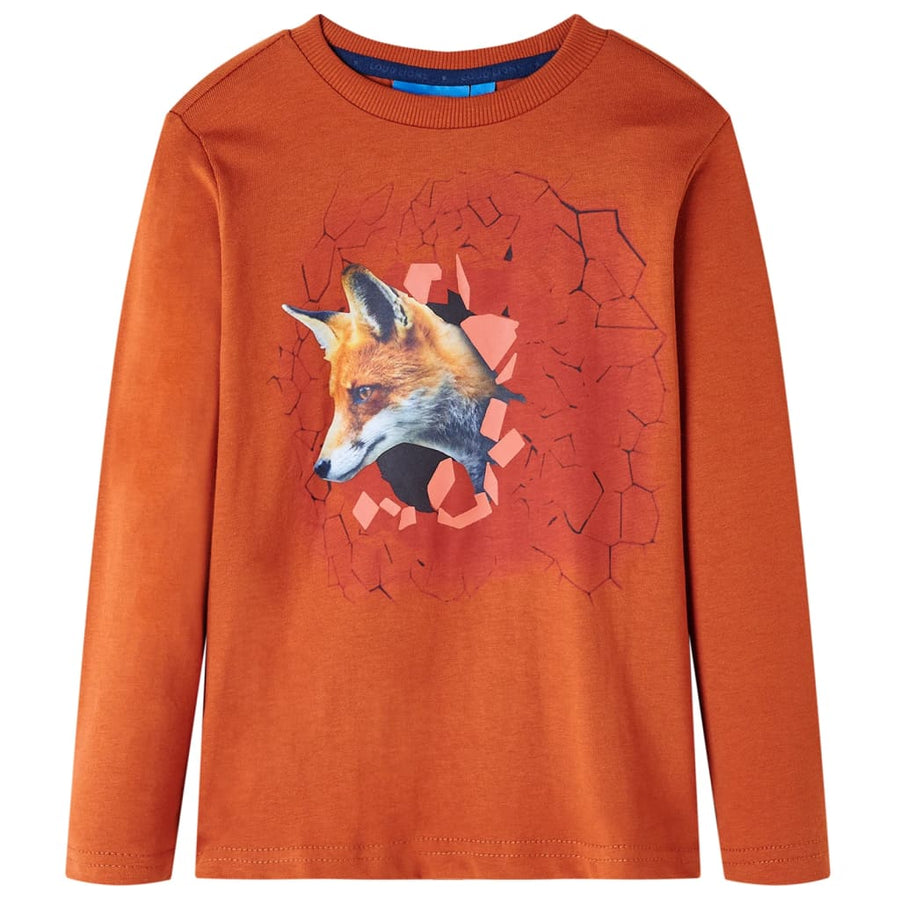 Kindershirt met lange mouwen 104 lichtroestkleurig Roestbruin
