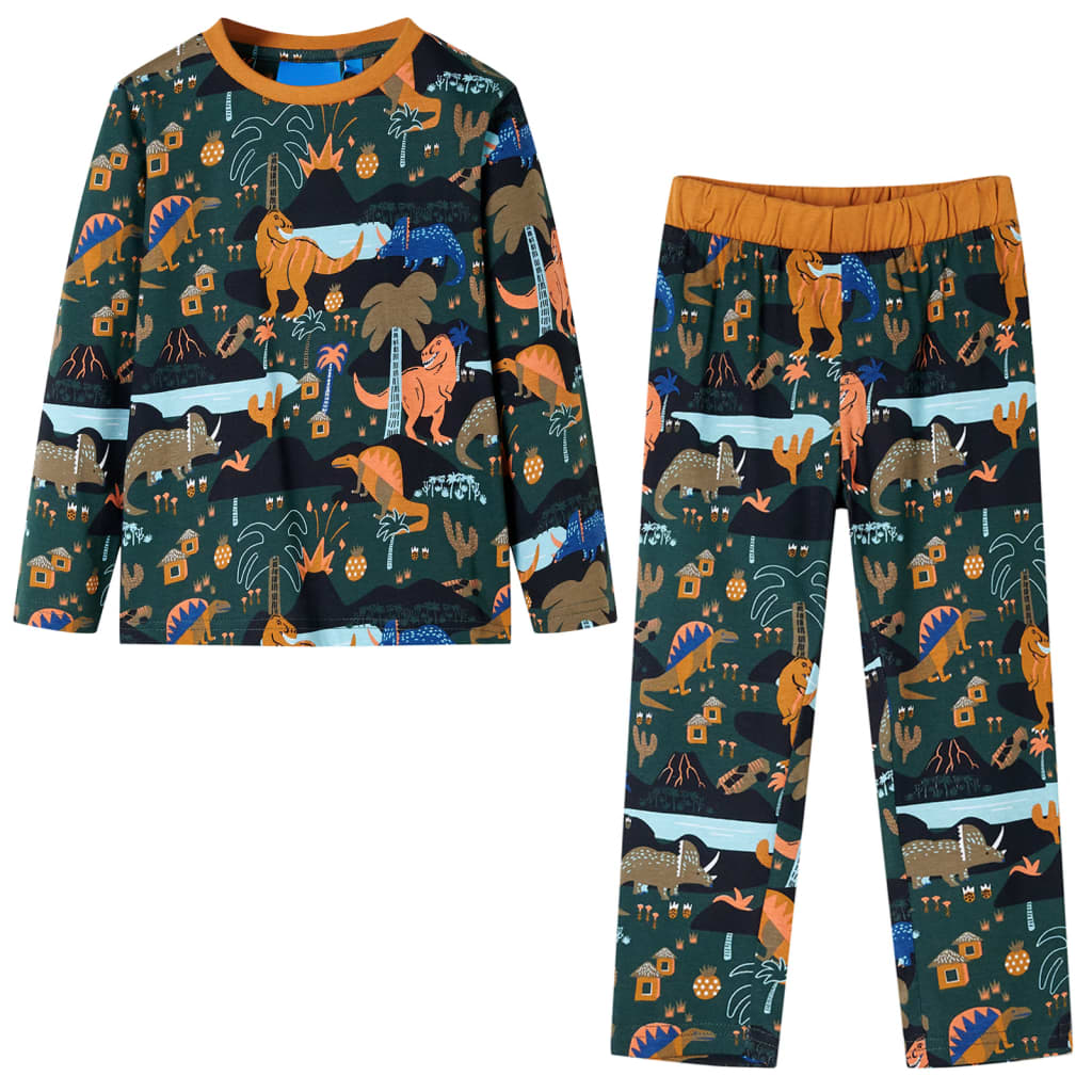 Kinderpyjama met lange mouwen 140 donkergroen 140