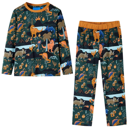 Kinderpyjama met lange mouwen 140 donkergroen 140