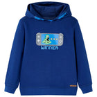 Kindertrui capuchon 104 donkerblauw spelcomputer print
