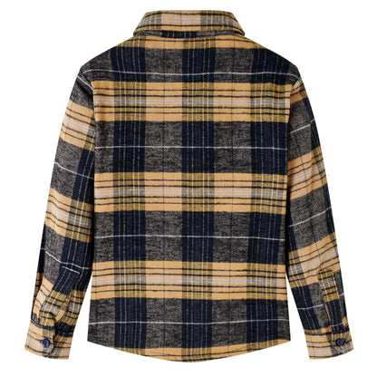 Kindershirt geruit 92 geel en zwart