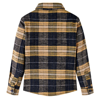Kindershirt geruit 128 geel en zwart