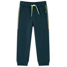Kids' tracksuit bottoms with drawstring 92 moss green