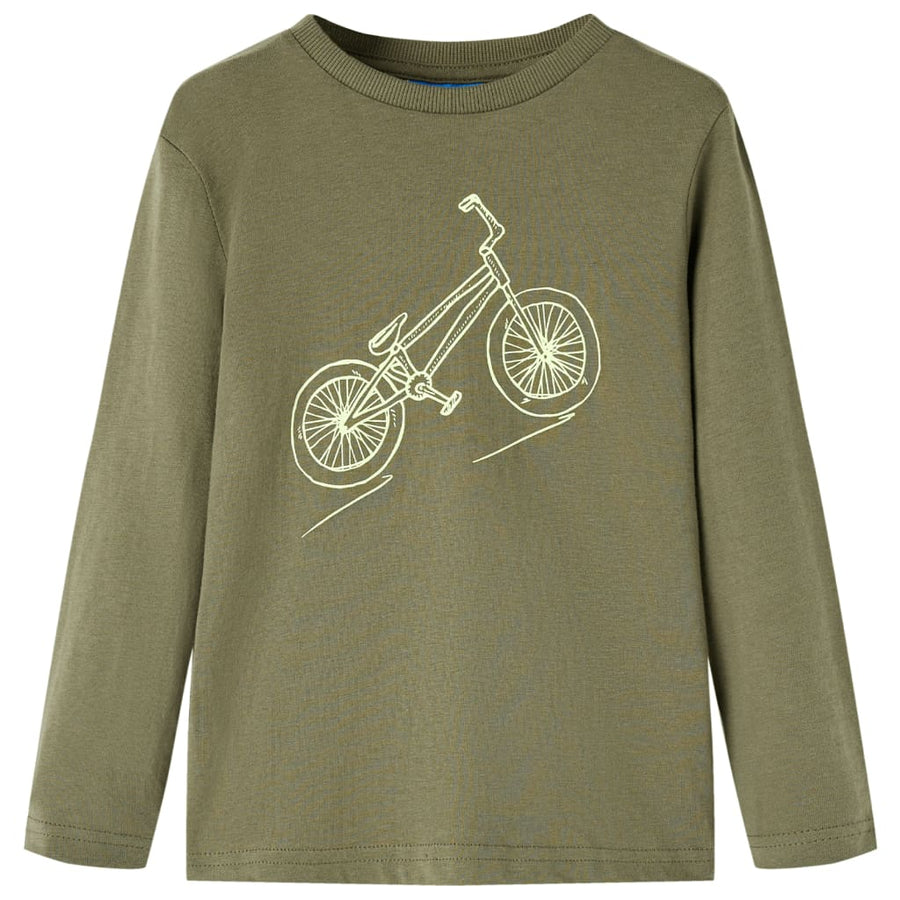 Kindershirt met lange mouwen 92 kakikleurig