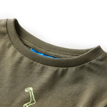 Kindershirt met lange mouwen 92 kakikleurig