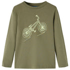 Kids' long-sleeved shirt size 104 khaki