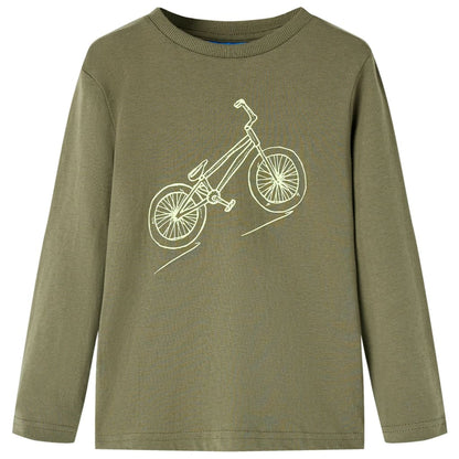 Kindershirt met lange mouwen 104 kakikleurig