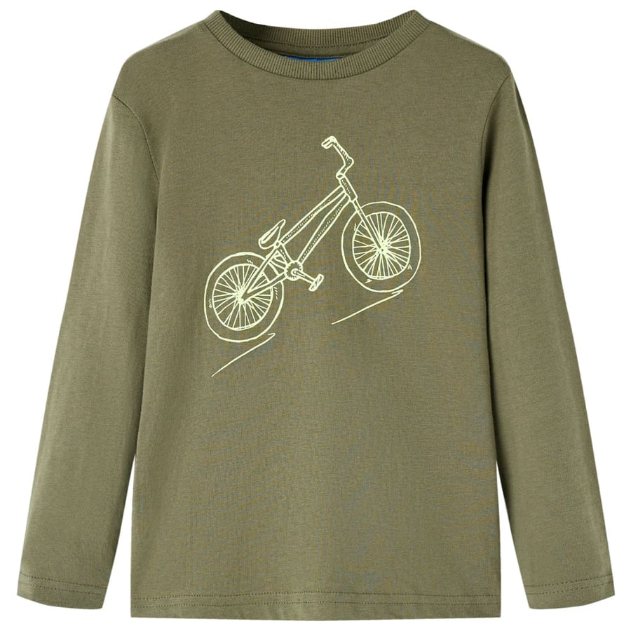 Kindershirt met lange mouwen 104 kakikleurig