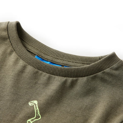 Kindershirt met lange mouwen 104 kakikleurig