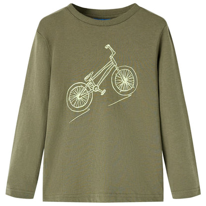 Kindershirt met lange mouwen 116 kakikleurig