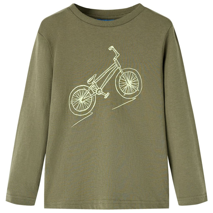 Kindershirt met lange mouwen 116 kakikleurig