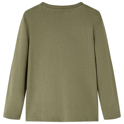 Kindershirt met lange mouwen 116 kakikleurig