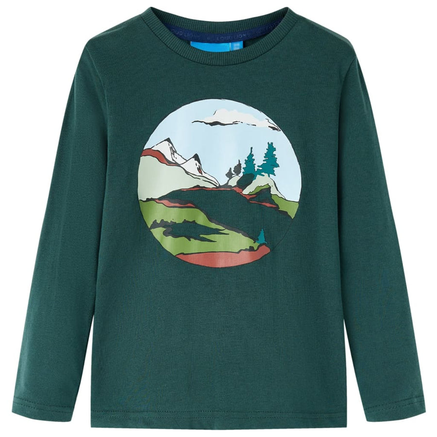 Kindershirt met lange mouwen 104 donkergroen 104