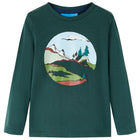 Kids' long-sleeved shirt 116 dark green