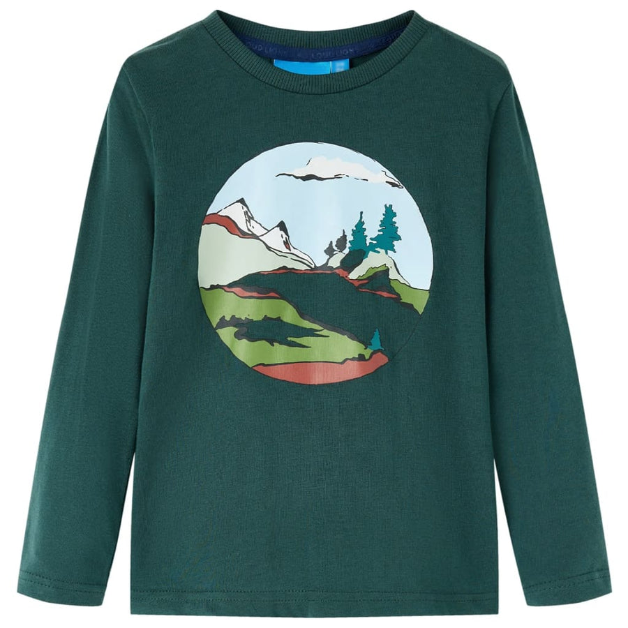 Kindershirt met lange mouwen 128 donkergroen 128